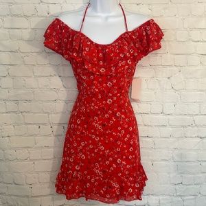 NWT Tobi floral mini dress with ruffles on or off shoulder